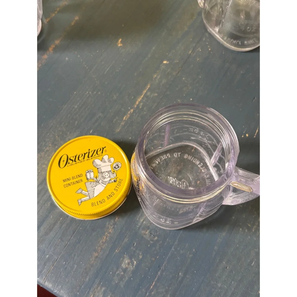 Vintage Osterizer Mini-Blend Container Set of 3 Yellow Lid 4oz Plastic Jars - Picture 6 of 9